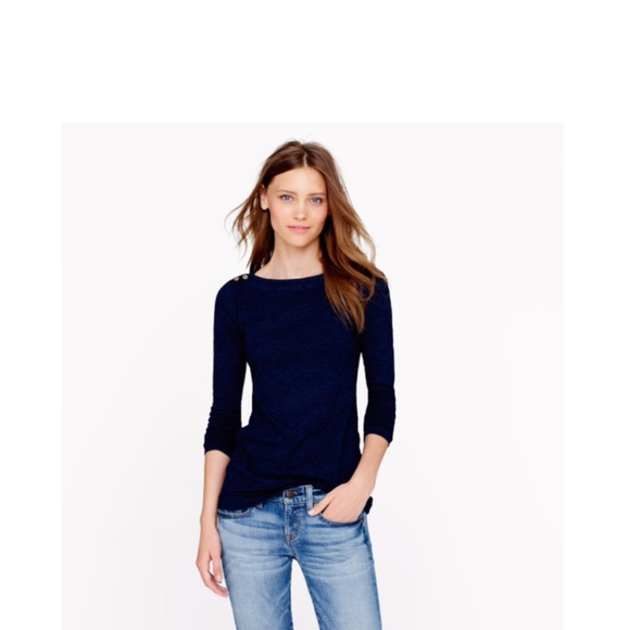 J. Crew Tops - J. Crew | Navy Boatneck Painter Tee Size Small